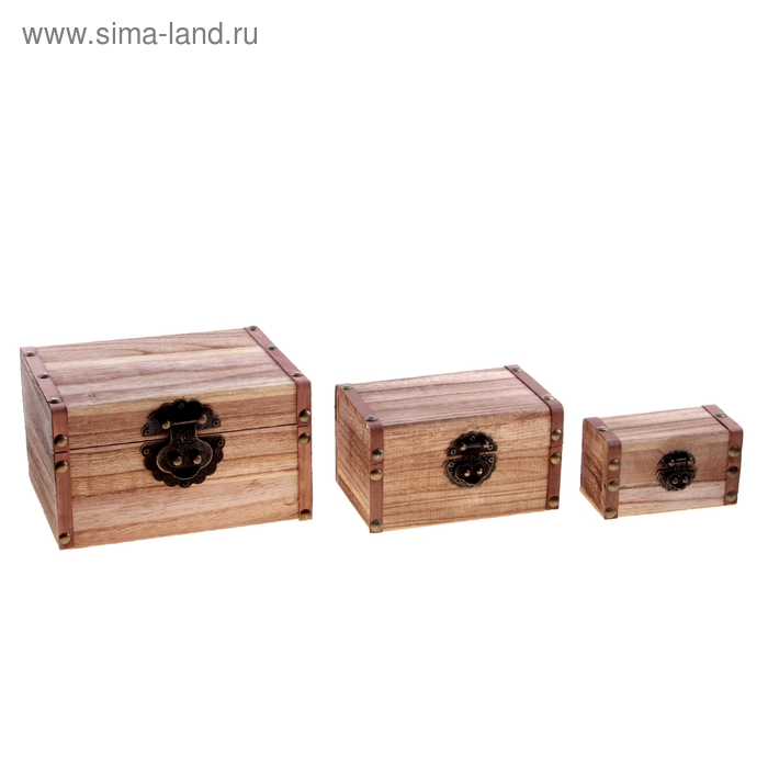 Шкатулка для росписи прямоугольник "Ель" набор 3 шт 18х10,5х13, 13,8х9х8, 9,8х5,5х6 см - Фото 1