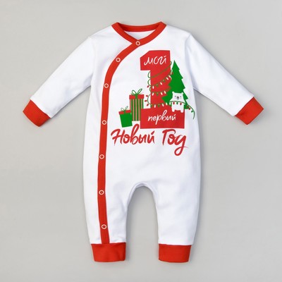Комбинезон "Новогодний медвежонок", рост 62-68 см, 3-6 мес(22 р-р), 100% хл, интерлок