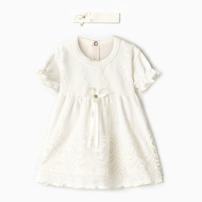 Набор: платье для девочки и повязка «Крошка Я», 62-68 см, белое