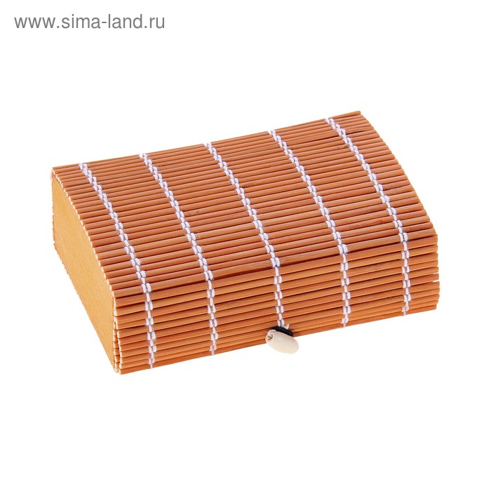 Шкатулка соломка "Белая полоска" прямоугольник 12,5х4,5х7,5 см - Фото 1