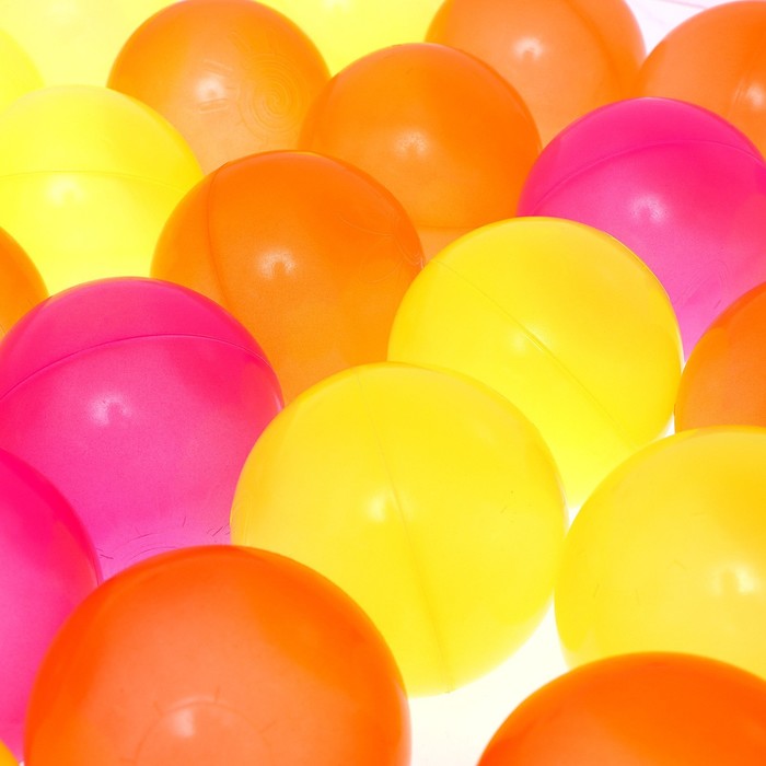 Шарики для сухого бассейна с рисунком «Флуоресцентные», набор 60 штук, цвет оранжевый, розовый, лимонный, диаметр шара — 7,5 см - фото 1886325316