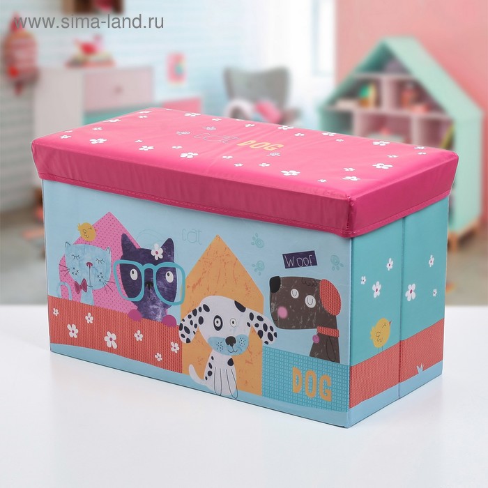 Короб стеллажный для хранения 60×30×36 см «Щенки и котята» - Фото 1
