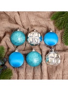 Ёлочные игрушки «Лаура», шары новогодние, d=4.5 см, набор 6 шт., серебристо-голубой - Фото 4