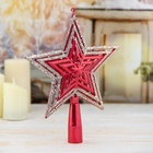 Звезда на ёлку (верхушка), блёстки, 15×18.5 см, красный - Фото 2