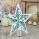 Звезда на ёлку (верхушка) завитушки, 19×18.5 см, серебристо-зелёный - Фото 2