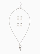 Гарнитур 5 предметов: 4 пары пусет, кулон «Гимнастка», цвет белый в серебре, 40 см - Фото 1