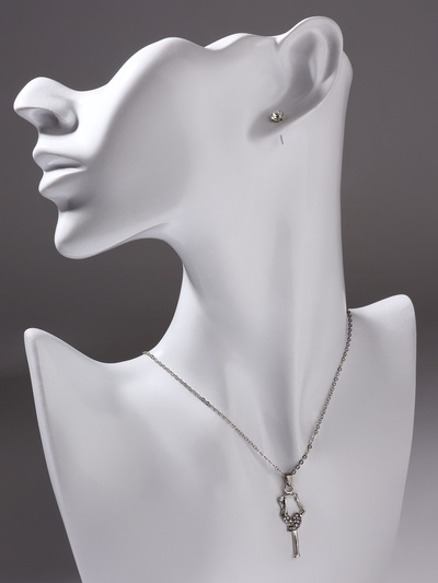 Гарнитур 5 предметов: 4 пары пусет, кулон «Гимнастка», цвет белый в серебре, 40 см