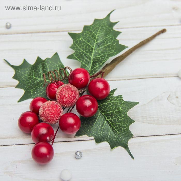 Декор "Зимние мечты" красные ягоды, 16 см - Фото 1