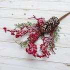 Декор "Зимние мечты" ягодная веточка с шишкой, 30 см - Фото 4