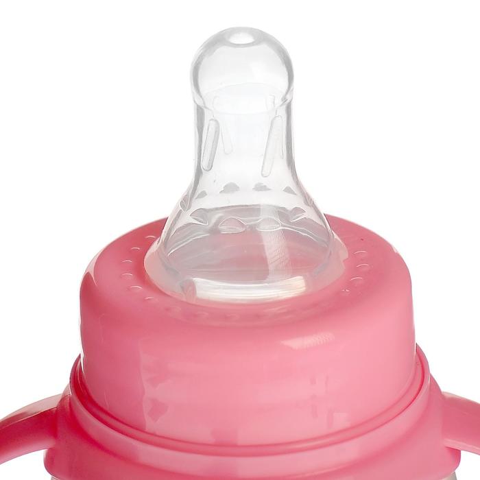 Бутылочка для кормления «Принцесса», классическое горло, приталенная, с ручками, 150 мл., от 0 мес., цвет розовый - фото 1896669258