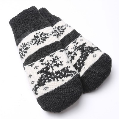 Варежки женские шерстяные, цвет чёрный, белый, размер 20-22
