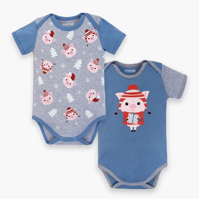 Комплект боди детское-2шт "Тебе подарочек", рост 68-74 см, 6-9 мес (24 р-р), 100% хл.