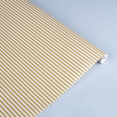 Бумага упаковочная крафт "Полоски золотые". 0,5 х 10 м, 70 г/м² /м2