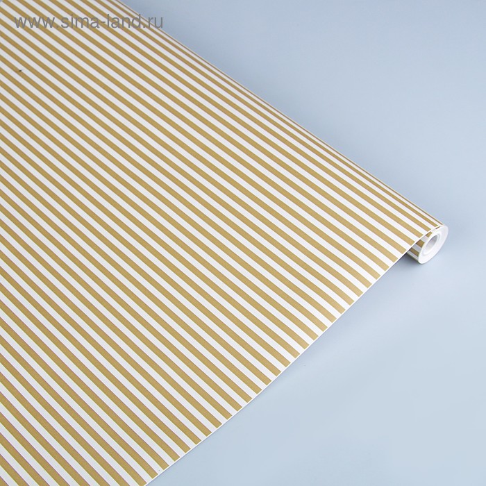 Бумага упаковочная крафт "Полоски золотые". 0,5 х 10 м, 70 г/м² /м2 - Фото 1