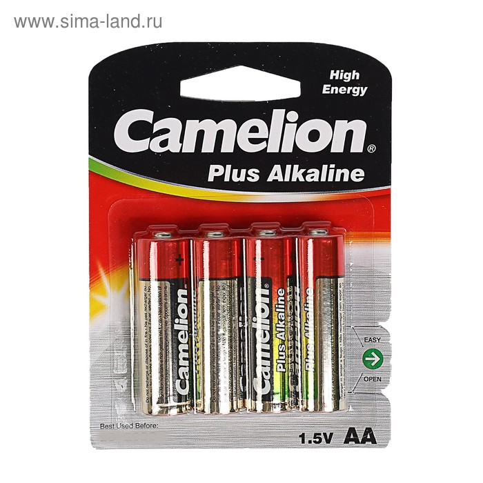 Батарейка алкалиновая Camelion Plus Alkaline, AA, LR6-4BL (LR6-BP4), 1.5В, блистер, 4 шт. - Фото 1
