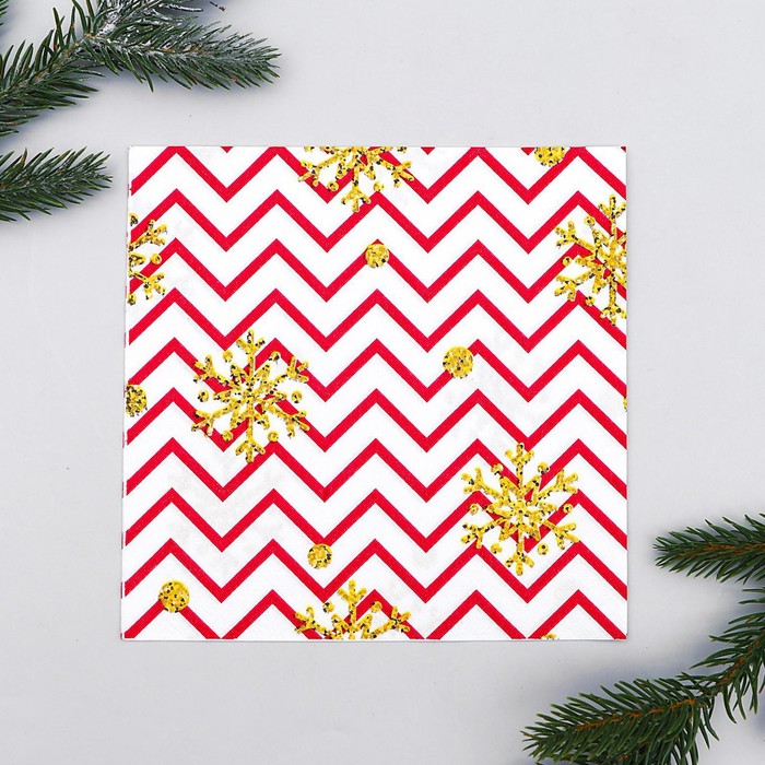 Салфетки бумажные «Снежинки и зигзаг», набор 20 шт., 33х33 см - Фото 1