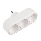 Тройник электрический REXANT, 16 А, с з/к, линейный, белый - Фото 1