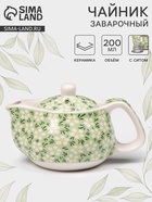 Чайник заварочный «Весеннее цветение», 200 мл, с металлическим ситом, цвет зеленый - Фото 1