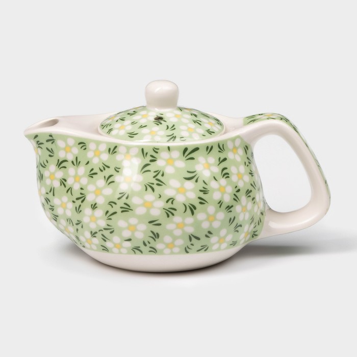 Чайник заварочный «Весеннее цветение», 200 мл, с металлическим ситом, цвет зеленый - Фото 1