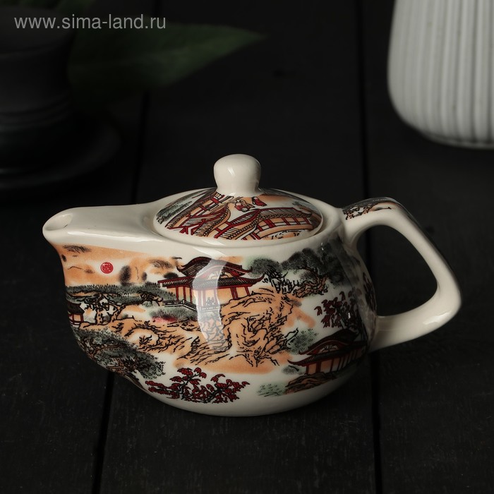 Чайник керамический заварочный с металлическим ситом «Пейзаж», 200 мл - Фото 1