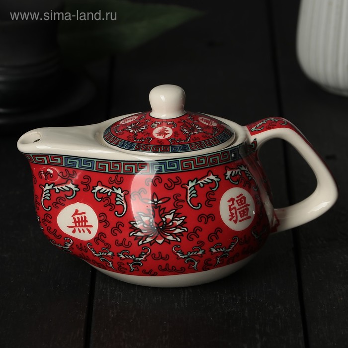 Чайник керамический заварочный с металлическим ситом «Лотос», 200 мл, цвет красный - Фото 1