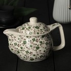 Чайник керамический заварочный «Виньетки», 350 мл, металлическое сито, цвет зелёный - фото 4250257