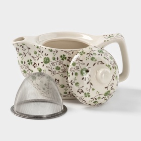 Чайник заварочный «Виньетки», 350 мл, металлическое сито, керамика, зелёный