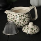 Чайник керамический заварочный «Виньетки», 350 мл, металлическое сито, цвет зелёный - фото 4250258