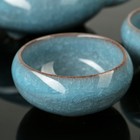 Набор для чайной церемонии керамический «Искушение», 5 предметов: чайник 180 мл, 4 чашки 50 мл, цвет голубой - Фото 2