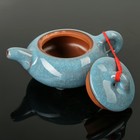 Набор для чайной церемонии керамический «Искушение», 5 предметов: чайник 180 мл, 4 чашки 50 мл, цвет голубой - Фото 4