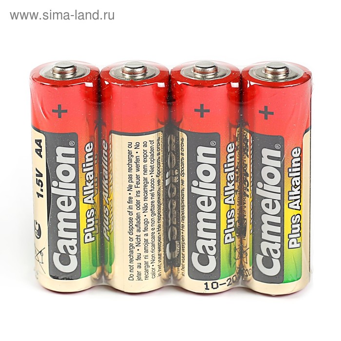 Батарейка алкалиновая Camelion Plus Alkaline, AA, LR6-4S (LR6-SP4), 1.5В, спайка, 4 шт. - Фото 1