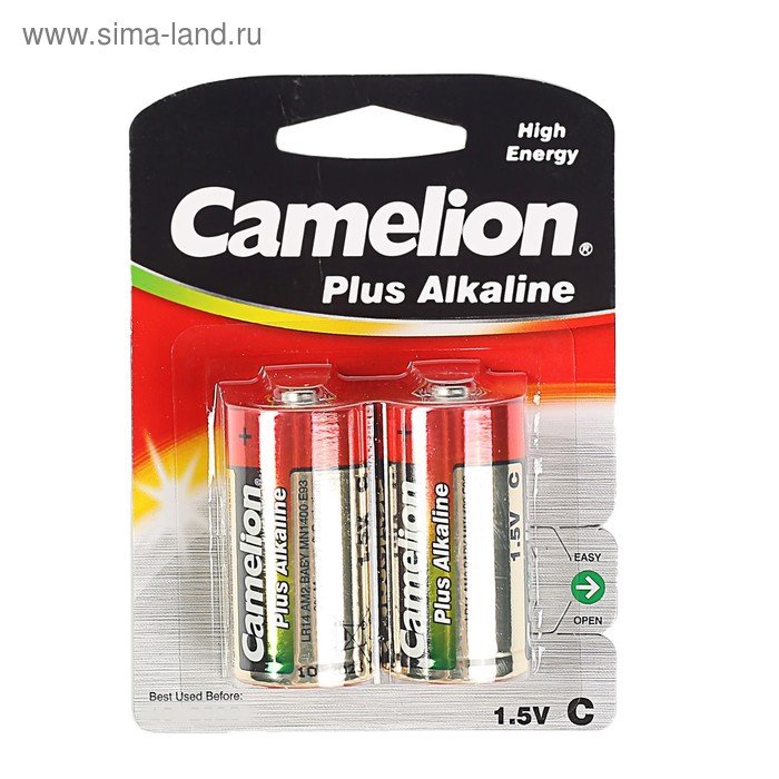 Батарейка алкалиновая Camelion Plus Alkaline, LR14-2BL (LR14-BP2), 1.5В, блистер, 2 шт. - Фото 1