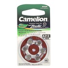Батарейка цинковая Camelion, A312 (PR41)-6BL, для слуховых аппаратов, 1.45В, блистер, 6 шт. - Фото 1