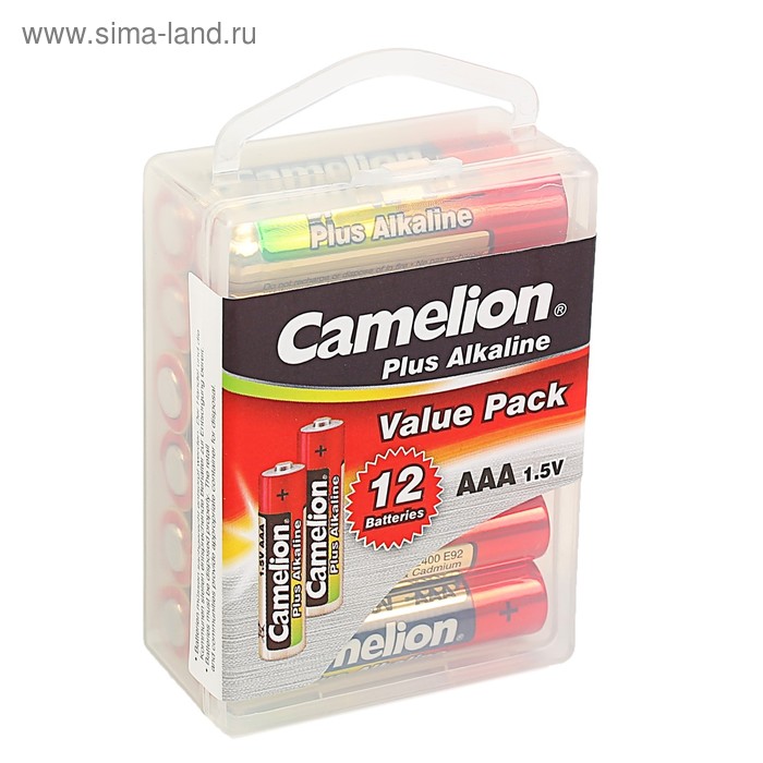 Батарейка алкалиновая Camelion Plus Alkaline, AAA, LR03-12BOX (LR03-PBH12), 1.5В,набор12 шт. - Фото 1