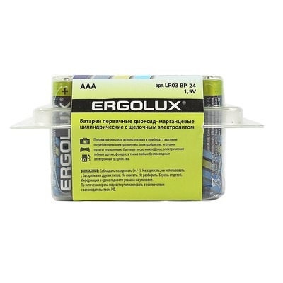 УЦЕНКА Батарейка алкалиновая Ergolux, AAA, LR03-24BOX (LR03 BP-24), 1.5В, набор 24 шт.