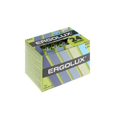 Батарейка алкалиновая Ergolux, AAA, LR03-24BOX (LR03 BP-24), 1.5 В, набор 24 шт.