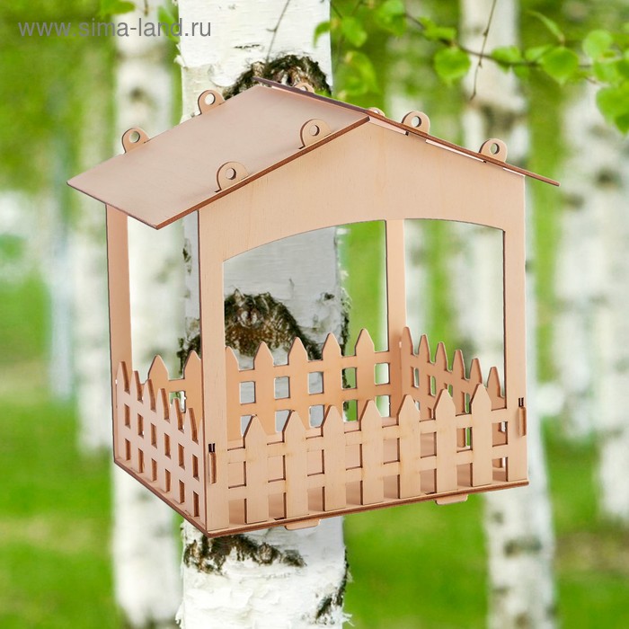 Кормушка для птиц «Домик с забором», 14 × 17 × 20 см - Фото 1