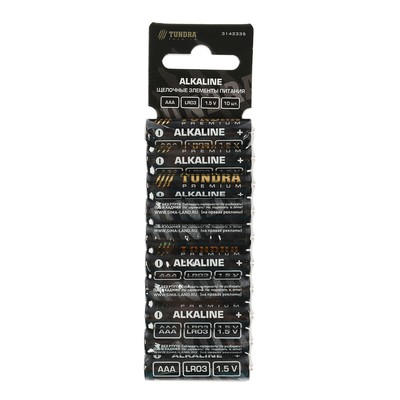 Батарейка алкалиновая TUNDRA, AAA, LR3, блистер, 10 шт