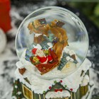 Сувенир полистоун водяной шар музыкальный крутится "Дед Мороз на крыше дома"15,5х13х11,5 см - Фото 6