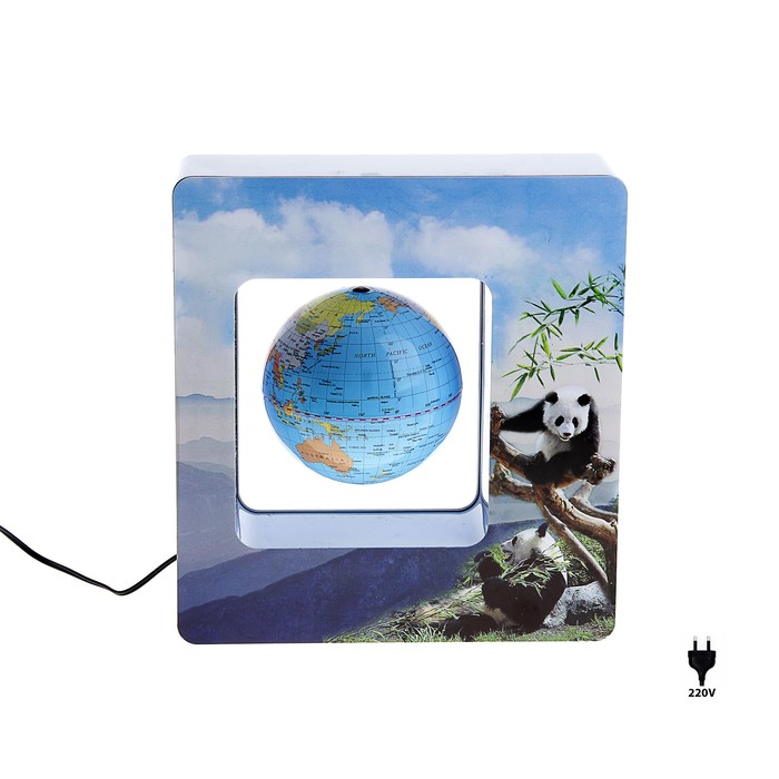 Глобус на магнитном поле, подставка, окно с пандами, голубой, 220V - Фото 1