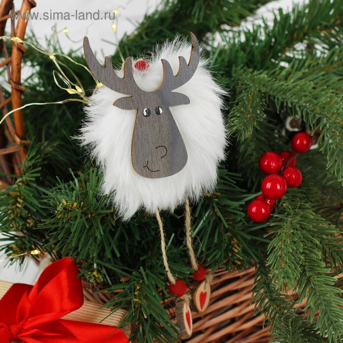 Подвеска новогодняя «Меховой олень», цвет серый - Фото 1