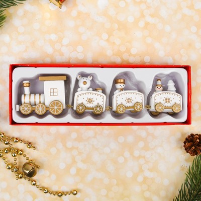 Сувенир «Новогодний поезд», 19 см, белый