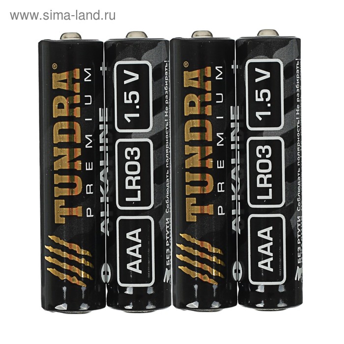 Батарейка алкалиновая TUNDRA, AAA, LR03, спайка, 4 шт - Фото 1