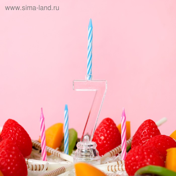 Свеча светодиодная «Цифра 7», со свечками - Фото 1