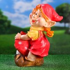 Садовая фигура "Гном девочка на мухоморе" 27х28х39см - Фото 2