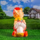 Садовая фигура "Гном девочка на мухоморе" 27х28х39см - Фото 8
