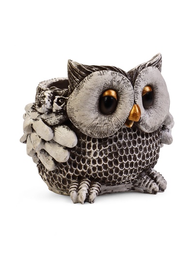 Фигурное кашпо «Сова», 2.6 л, 30×23×25 см, гипс, серое