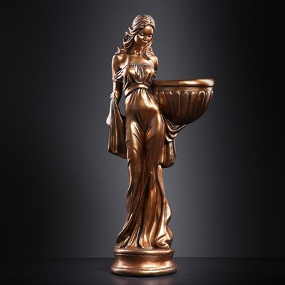 Фигура с кашпо «Девушка в платье», 23×36×84 см, 1 л, гипс, цвет бронзовый