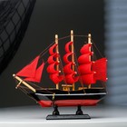 Корабль сувенирный малый «Восток», борта чёрные с белой полосой, паруса алые,микс  22×5×21 см - фото 5954299