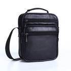 Сумка кросс-боди мужская на молнии, 4 наружных кармана, с ручкой, длинный ремень, 15×8.5×19 см, чёрная - Фото 2